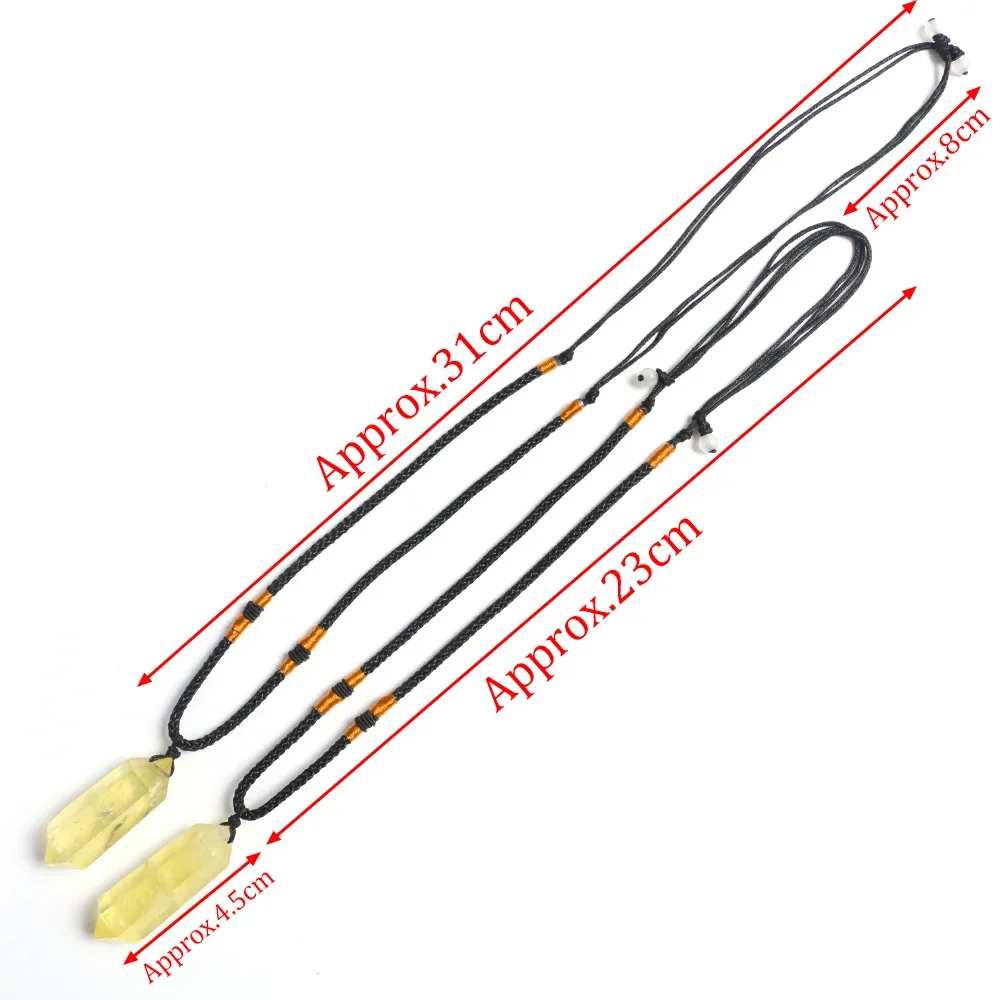 Natural Citrine Necklaces Hexagonal Double Point Pendants Healing Energy Crystal Gemstones Magic Amulet Protection Women Jewelry