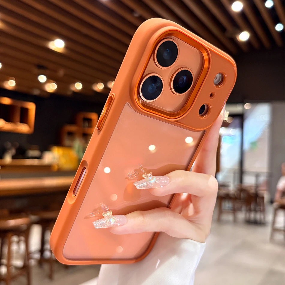 حافظة هاتف شفافة فاخرة جديدة لهاتف آيفون 17 16 15 14 13 برو ماكس بلس 17 برو أكريليك PC غطاء مقاوم للصدمات لهاتف آيفون 17 إير