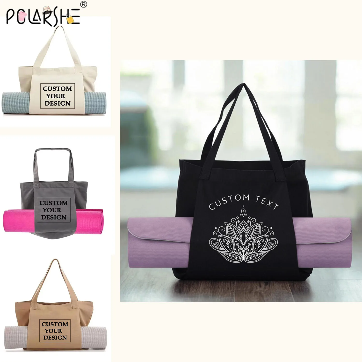 Bolsa de mano personalizada para esterilla de Yoga, bolsa de lona personalizada para Pilates, bolsa de gimnasio para esterilla de Yoga con soporte para esterilla de Yoga para viajes de entrenamiento deportivo
