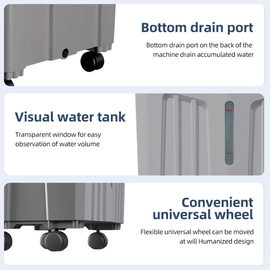 휴대용 에어컨, 3.7갤런 물탱크로 최대 12시간 지속 냉방, 조절 가능한 15003000CFM 공기 흐름, 리모컨 포함