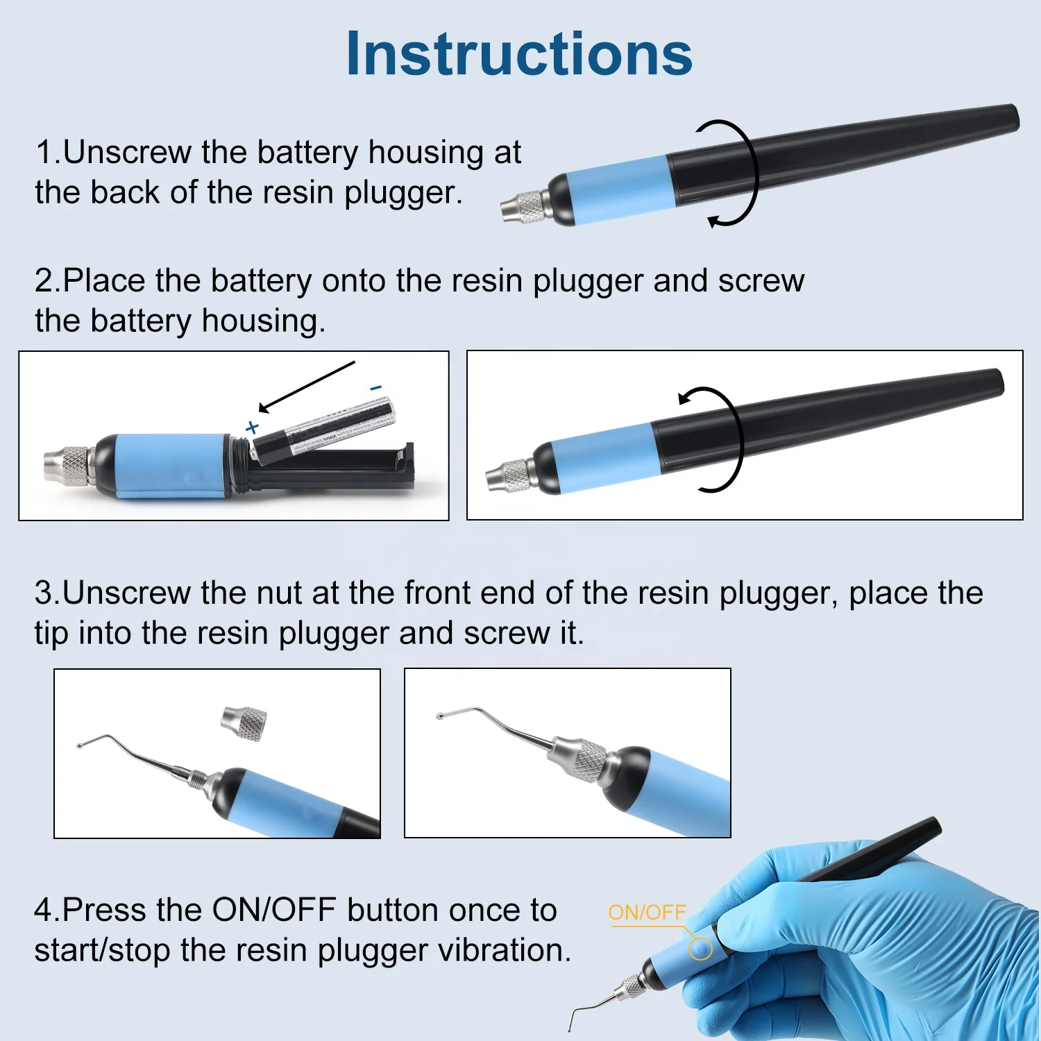 جهاز تعبئة اهتزاز الراتنج للأسنان، قابس راتينج الأسنان