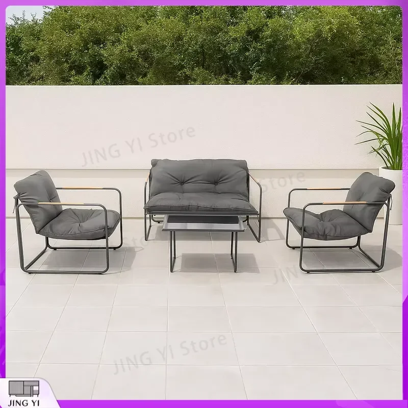 Modern Metal Outdoor Patio Furniture Set Stylish Fabric Garden Sofa Conversation Set Durable Weather Resistant for Backyard