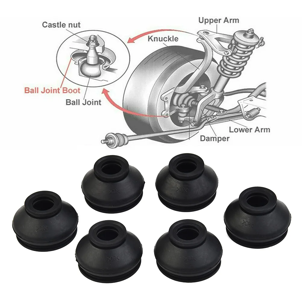 6Pcs Rubber Tie Rod End And Ball Joint Dust Boots Cover Upper Diameter 13mm Lower Diameter 30mm Height 23mm Ball Joint Boot