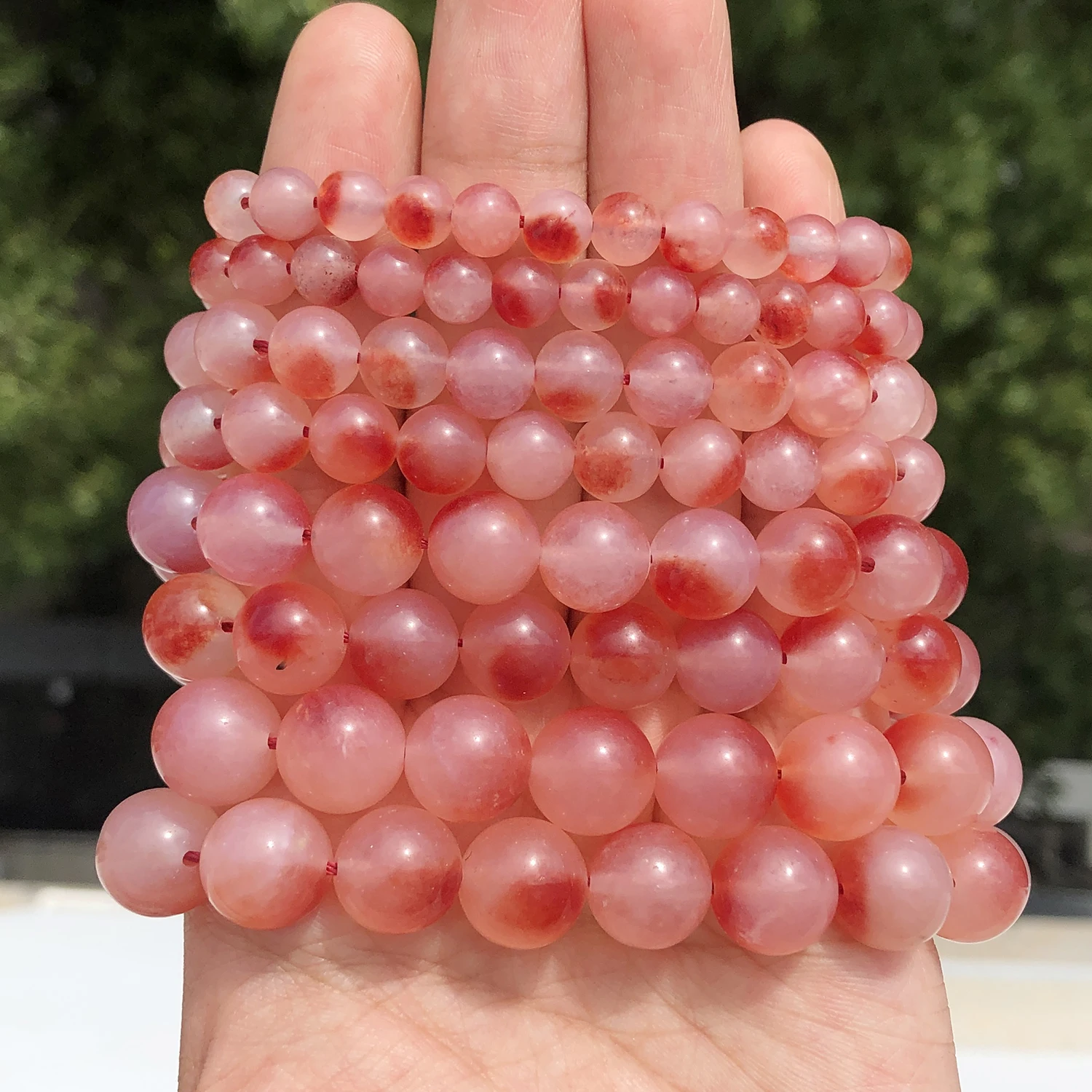 6/8/10/12mm Red Chalcedony Stone Beads DIY Charms Bracelets Loose Beads For Jewelry Making Handmade Accessories Supplies