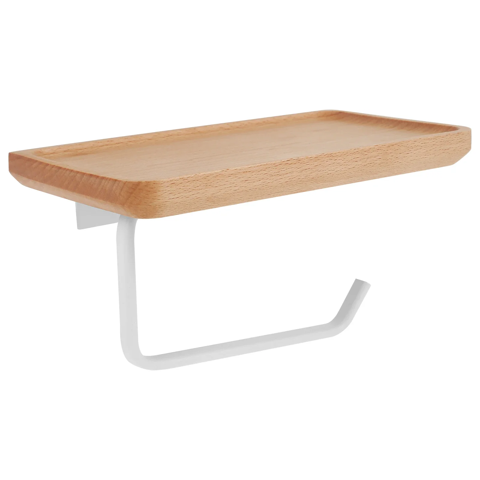 

Toilet Paper Holder with Wood Shelf Wall Mount Tissue Paper Roll Holder Minimalist Toilet Paper Holder Rack Toilet Paper Roll