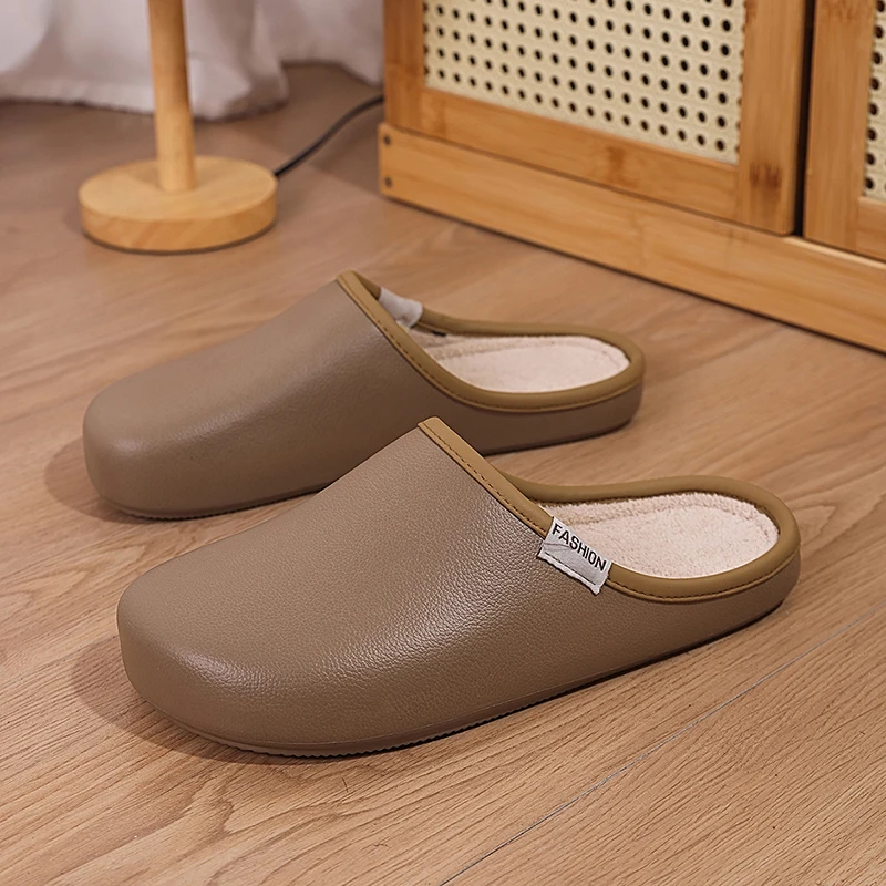 

Autumn Winter Men Basic Style Cotton Slippers Versatile Warm Fuzzy Lightweight Non Slip Indoor Casual Home Slides For Male Daily