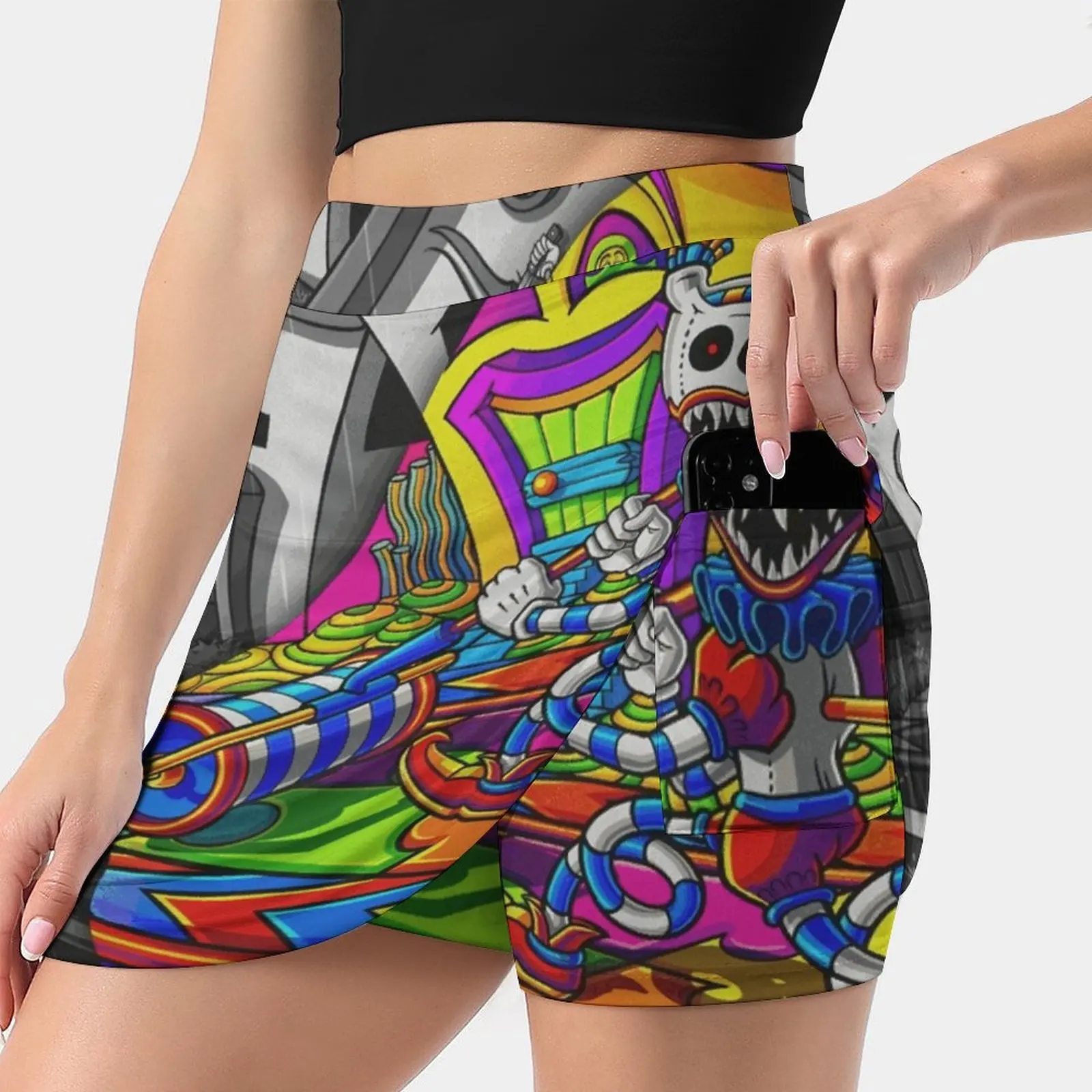 Qm S-4Xl Tennis Skirts Golf Fitness Athletic Shorts Skirt With Phone Pocket Salviadroid Psychedelic Trippy Fractal Shrooms Acid