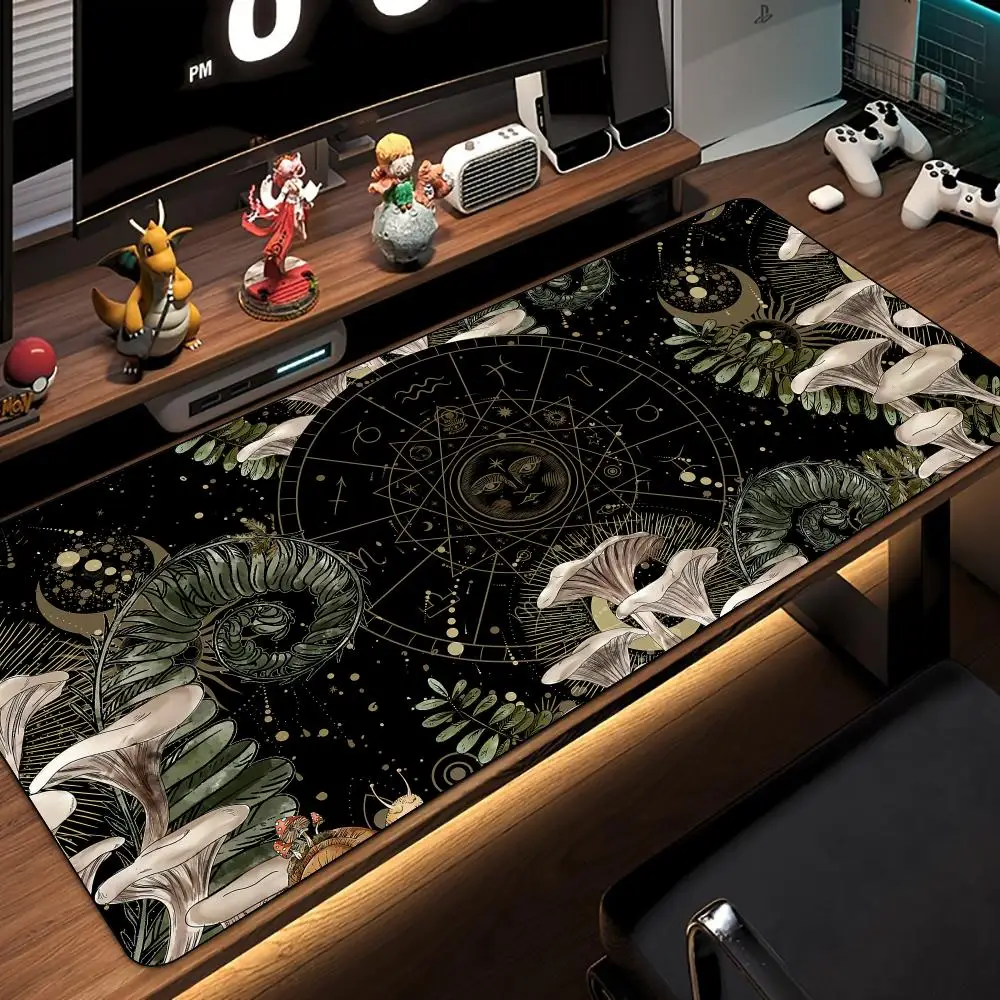 Retro magic astrological chart Mousepad non-Slip rubber base Desk Mat with Stitched Edges pc accessories Gaming mat Extended pad