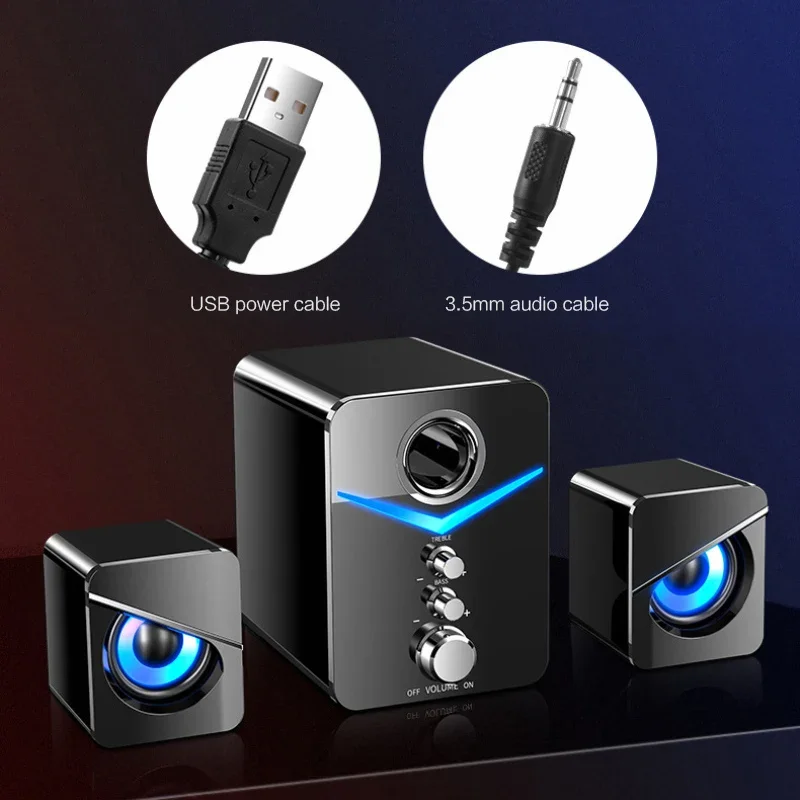 Black Upgrade Bluetooth Wired Dual Mode Surround Bass Stereo Sound Speaker for Desktop Laptop TV