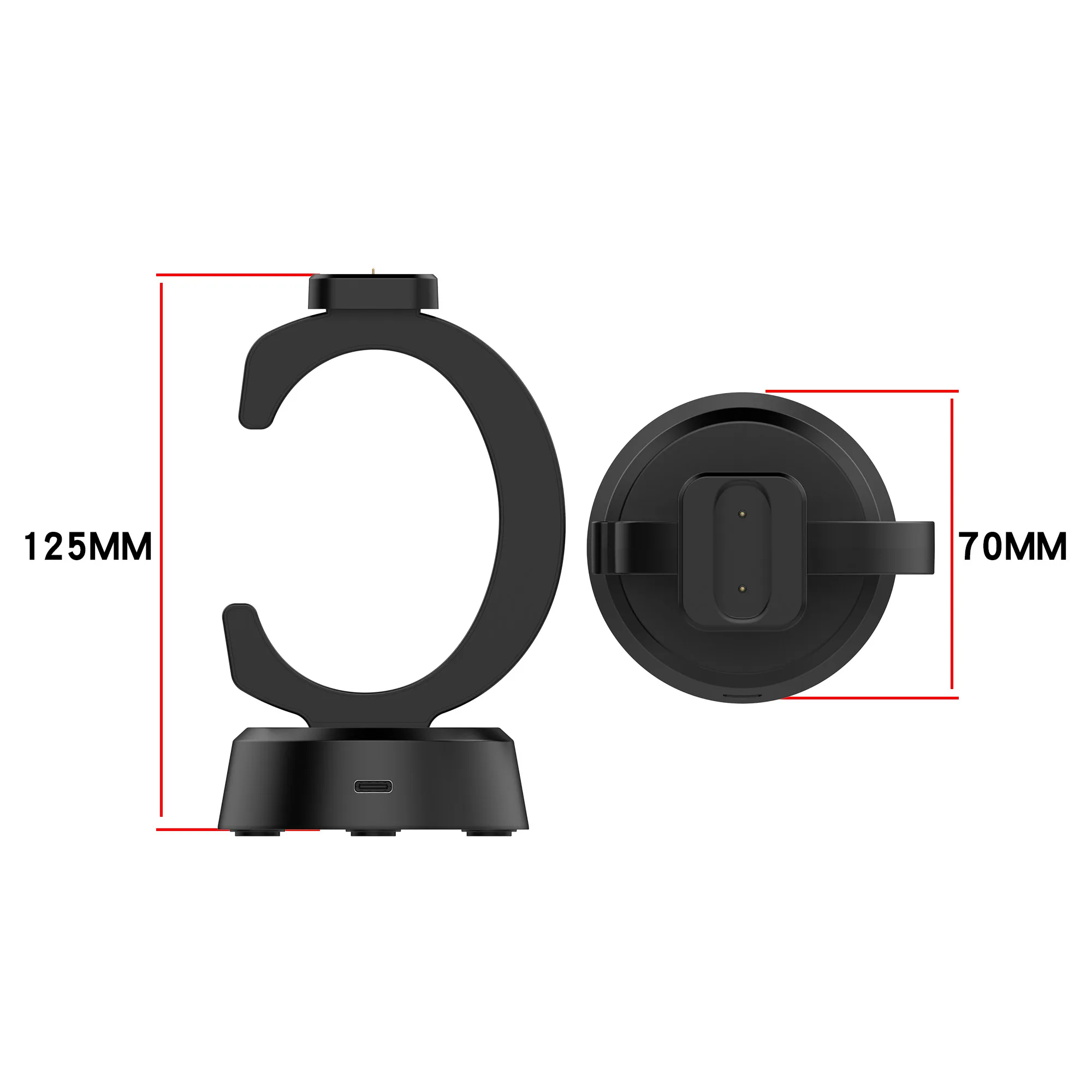 C-Shaped Charger Base for Fitbit Air, Secure Charging Station For Travel And Home, Output Short Circuit Protection, 12.5x7x7cm