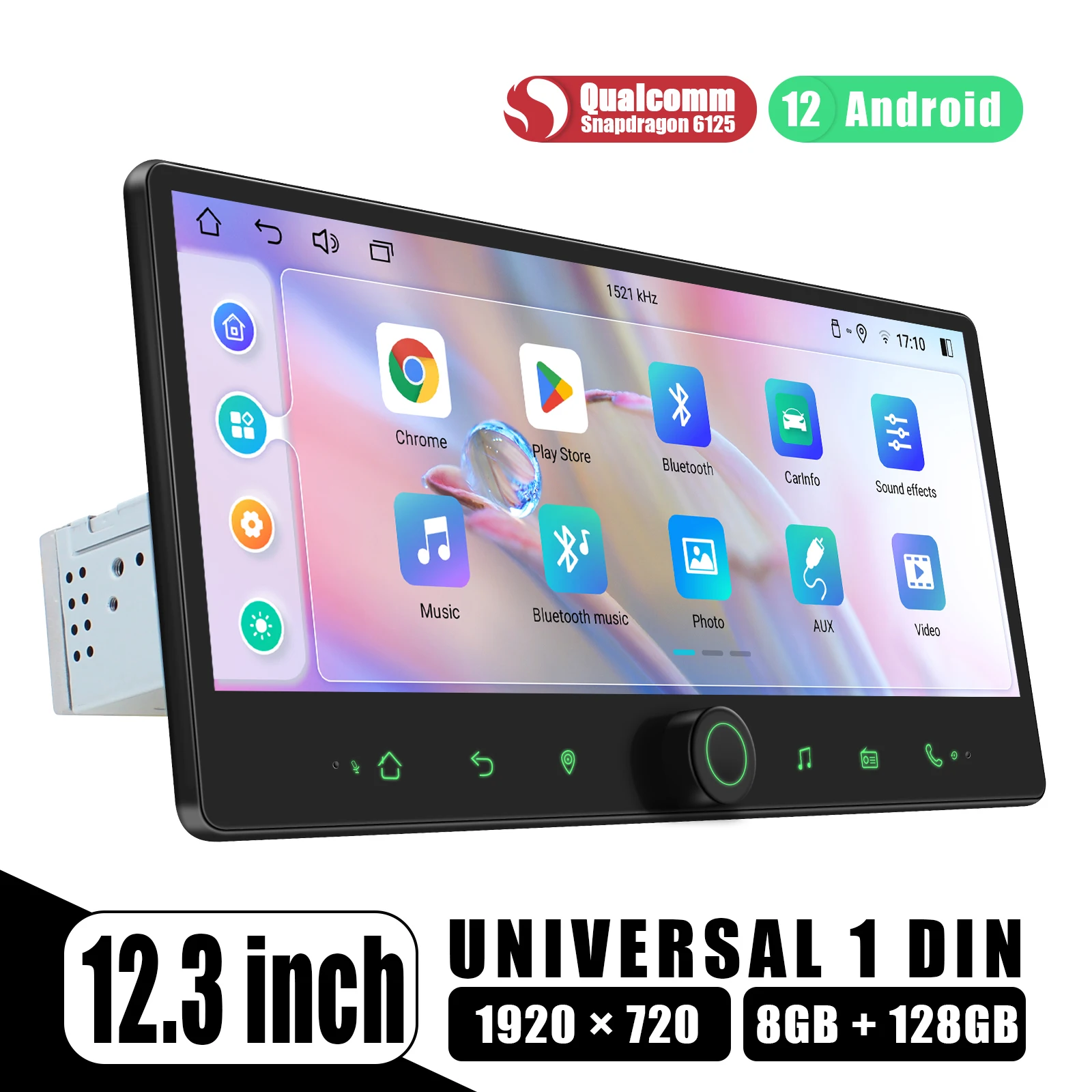 JOYING Android 12 Car Radio Stereo Single Din 1Din GPS Navigation With 12.3