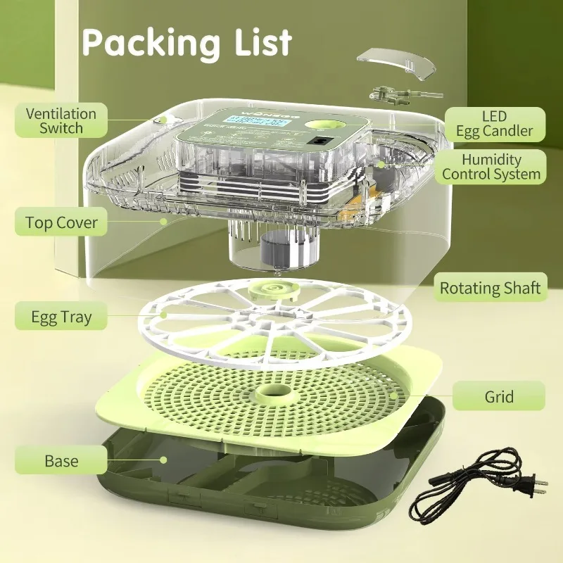 Heißer Verkauf 12-Eier-Ei-Inkubator mit konstanter Temperatur und Luftfeuchtigkeit, Kükenbrüter