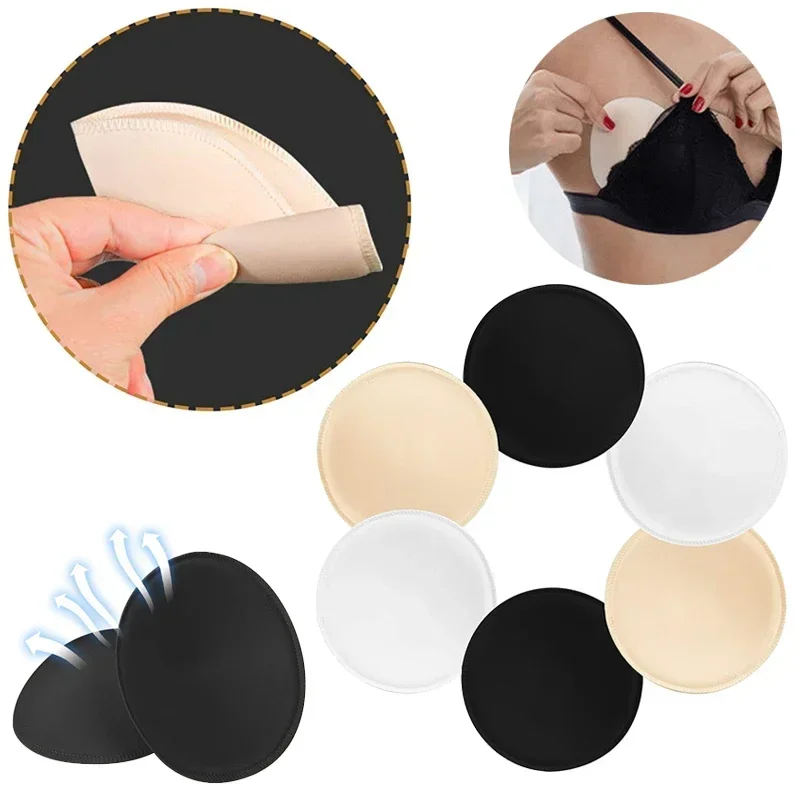 Almofadas de sutiã esponja macia para mulheres Push Up Bra Pads, Bikini Chest Cup, Push Up, Inserir almofadas de espuma, Swimsuit Padding, Almofadas de sutiã removíveis Enhancer, 6pcs