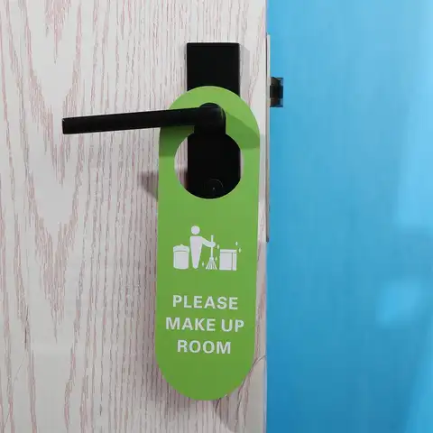 PVC Double-sided Hanging Doorplate Do Not Disturb Make Up Room Sign Hotel Club Shop Door Knobs Cleaning Label Hanger Pendant