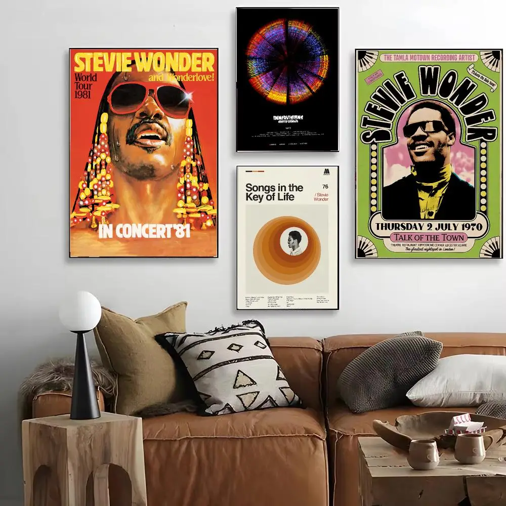 Legendary Artist S-Stevie Wonder Poster HD Decorative Wall Art for Living Room Bedroom Café Stylish Home Décor Gift