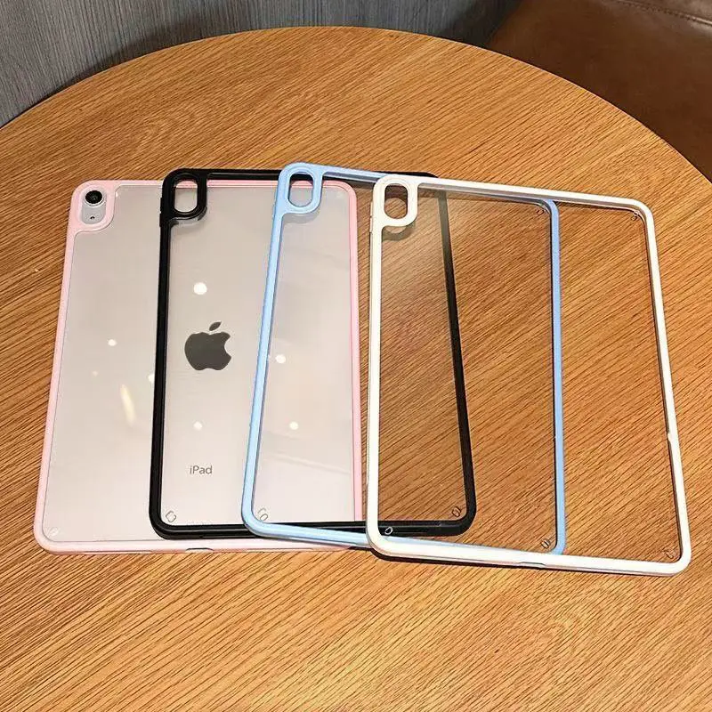 Solid Color Border Clear Tablet Case For iPad Pro 11 12.9 13 A16 M2 M4M3 M5 Shell 8.3 9.7 5/6/7/8/9/10/11th Mini Air 34 56 Cover