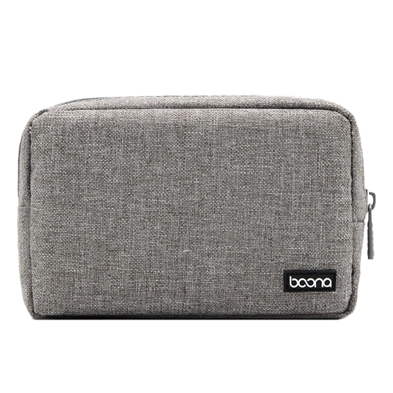 BOONA-Bolsa de almacenamiento portátil para viaje, bolsa de almacenamiento multifuncional para portátil, adaptador de corriente, Banco de energía, cargador de Cable de datos, gris
