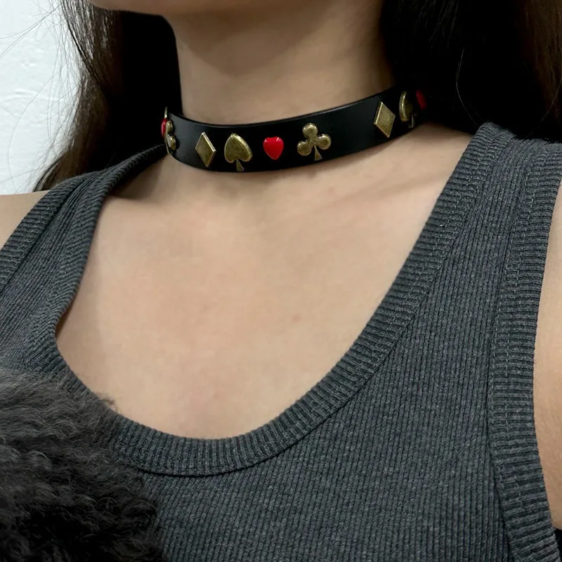 24SS Our Legacy Versatile Poker-patterned Metal Leather Retro-punk Choker Apparel Accessories - view 6