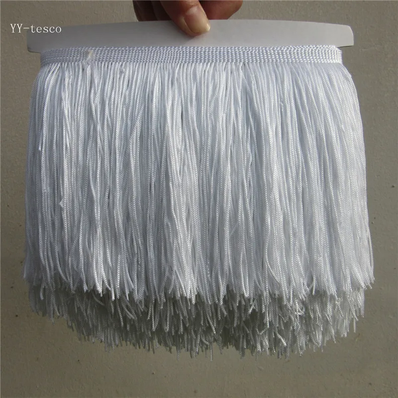 YY-tesco 1Yard 15cm Wide Lace Fringe Trim Tassel Fringe Trimming For Latin Dress Stage Clothes Accessories Lace Ribbon Tassel