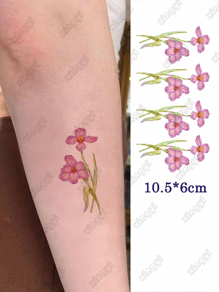 Stiker tato sementara tahan air tato kipas Ukiyoe Jepang untuk pria Sexy seni tubuh bunga Festival tato palsu Lavender untuk wanita