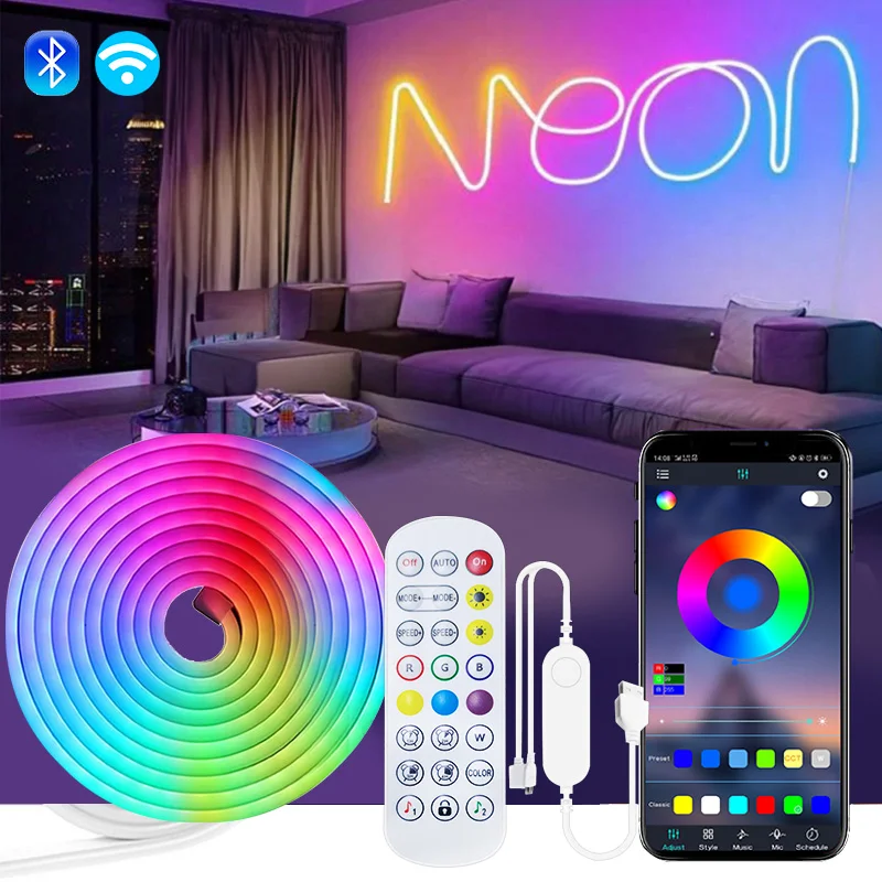 usb neon rgb led light strip tuya wifi smart strip light ip67 impermeavel fita flexivel faca voce mesmo dream 16 color dc 5v 01