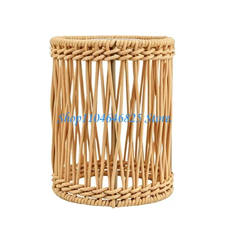 Faux Rattan Light Cover Lamp Shade for Bedroom and Hallway Pendant Decor