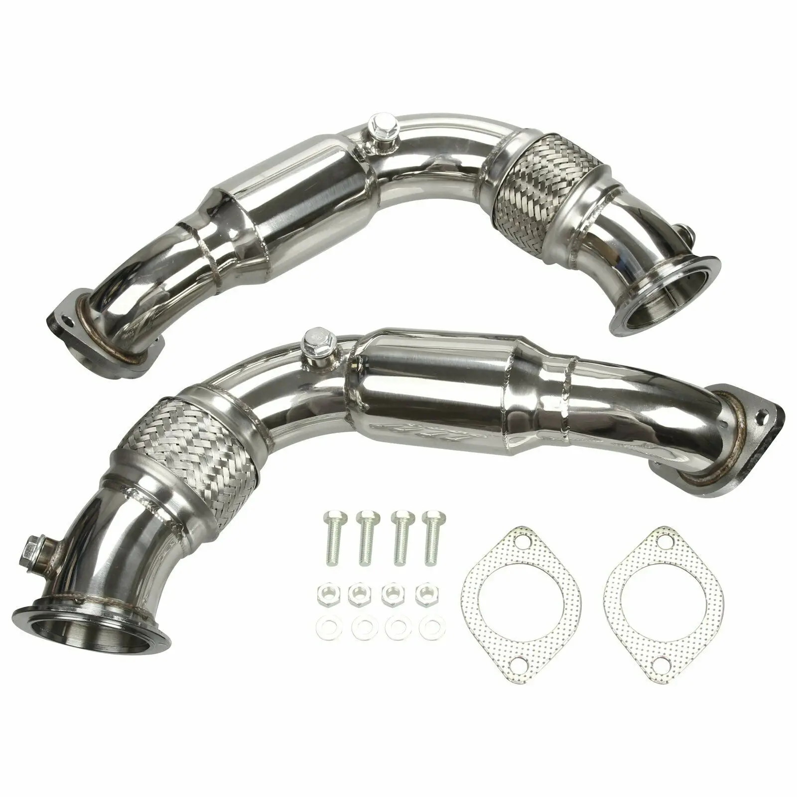 201 Stainless Steel Exhaust Downpipe for 2008-2014 BMW N63 X6/X5 550I 650I 750I B7 4.4L V8 Twin Turbo N63B44 motor - view 5