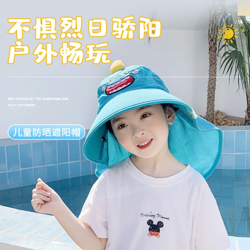 DANKEYISI Kids Bucket Hat Summer Sun Protection Large Brimmed Fisherman Hat Beach Animal Hat for Boys Girls Anti UV