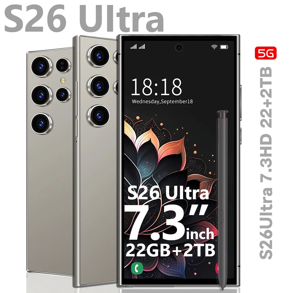 

2025 HOT S26 Ultra 7.3HD Global Edition Original Smart Dual Card 7800mAh Battery Facial The phone case is used for