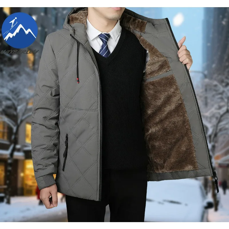 

Winter Jacket Mens Business Casual Fleece Lined Warm Quilted Jackets 2026 Fashion Hooded Hiking Sport Cold Resistant Men Parka