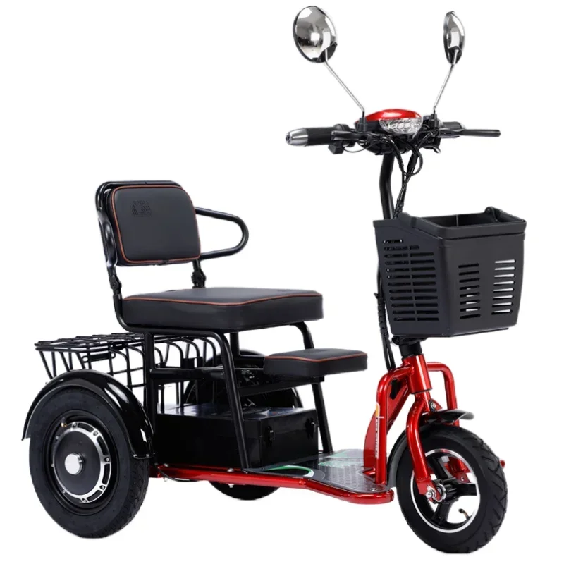 Foldable Old Man Scooter Electric Tricycle Disabled For 2 Person 48V 350W Electric Scooter For Elderly Adults Removable Battery