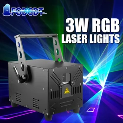 Luces láser RGB a todo color de 3W para interiores, efecto de iluminación de escenario animado, Control por voz DMX para Dj, discotecas, bodas, fiestas y bares