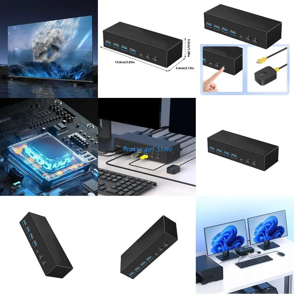 

C7AB Two Screen KVM Switches Enables 8K Output Selectors Switcher for Professional Us