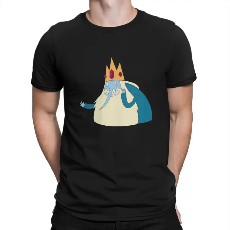 Vintage The Ice King T-Shirts Men Round Neck T Shirt Adventure Cartoon Time Short Sleeve Tee Shirt Graphic Clothes