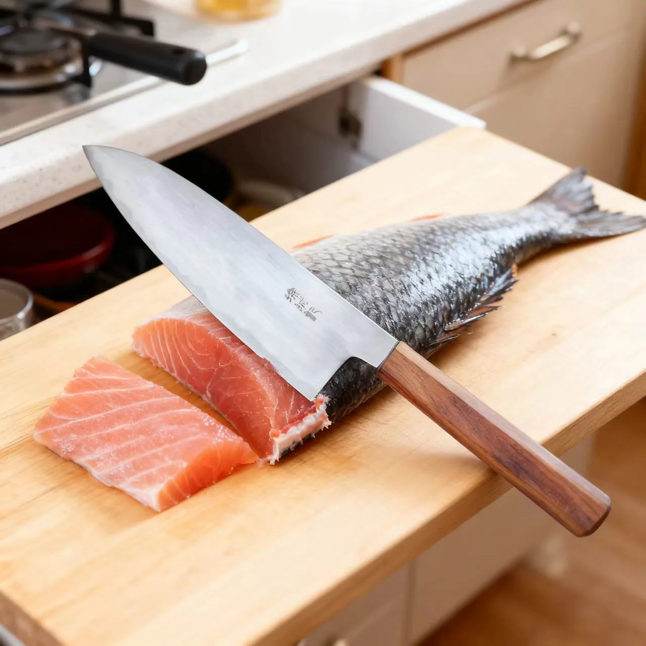 

Deba Knife Double-edged Blade T12A High-carbon Steel Core Chef Chopper Cleaver Meat Slicing Vegetables Kitchen Knife Wood Handle