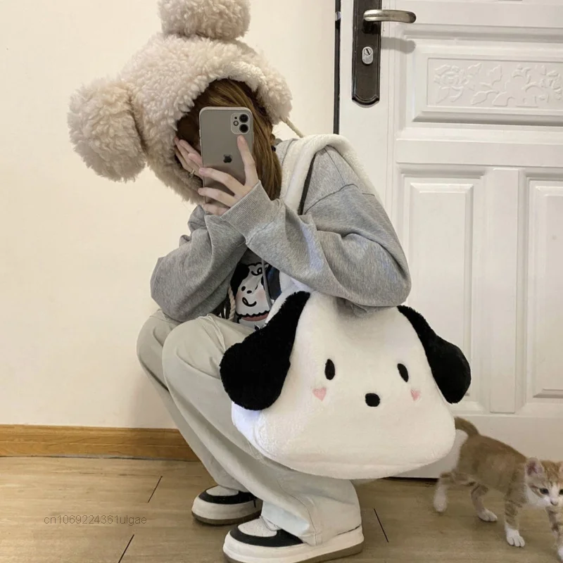 Sanrio Pochacco-Bolso de mano de lujo para mujer, mochila de felpa de gran capacidad, bolso de mano de moda, bolso de mensajero de hombro, nuevo diseño, Y2k