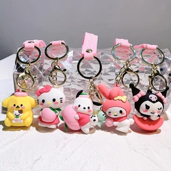 Sanrio Anime Keychains Hello Kitty Melody Kuromi Cinnamoroll Cartoon Dolls Action Figure Model Bags Pendant Keychain Car Keyring