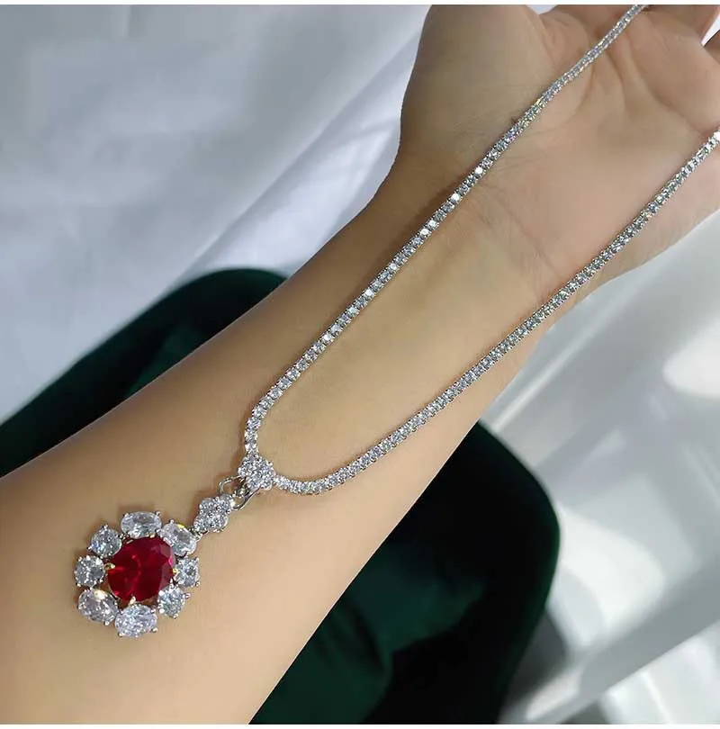 S925 Sterling Silber Halskette Haute Couture Voll-Diamant-Halskette Universalkette Pulloverkette Hochwertige Universalkette – Detail 3
