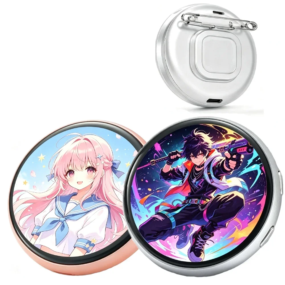 Customizable Anime Digital E-Badge Pin, HD Dynamic Display Bluetooth Smart E-Badge, App Control for Photos & Animations