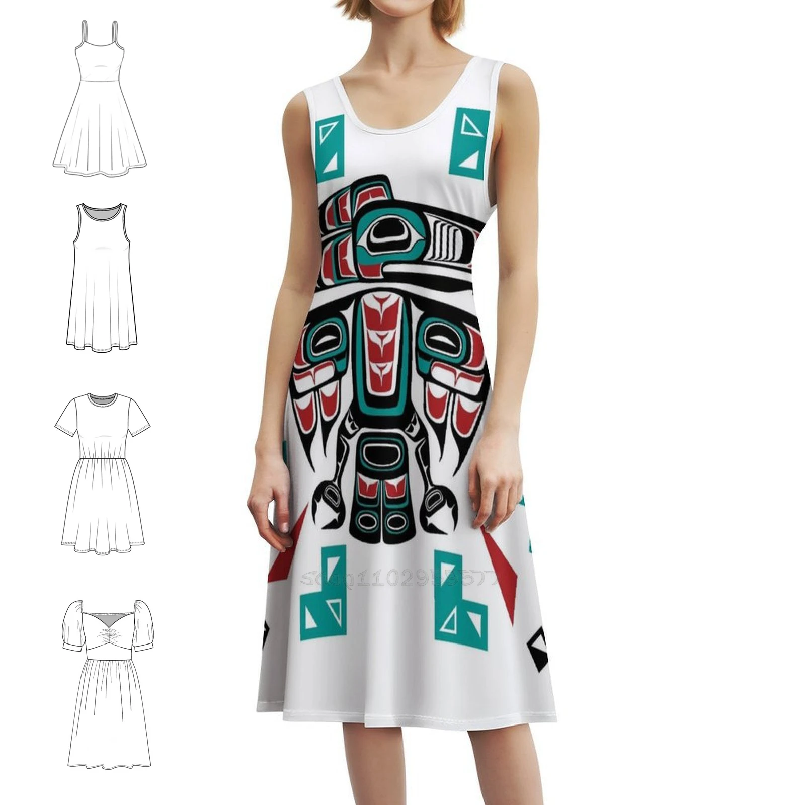 

Tlingit повседневное платье в корейском стиле для женщин, простые повседневные офисные женские платья Raven Canada Pacific Northwest Alaska