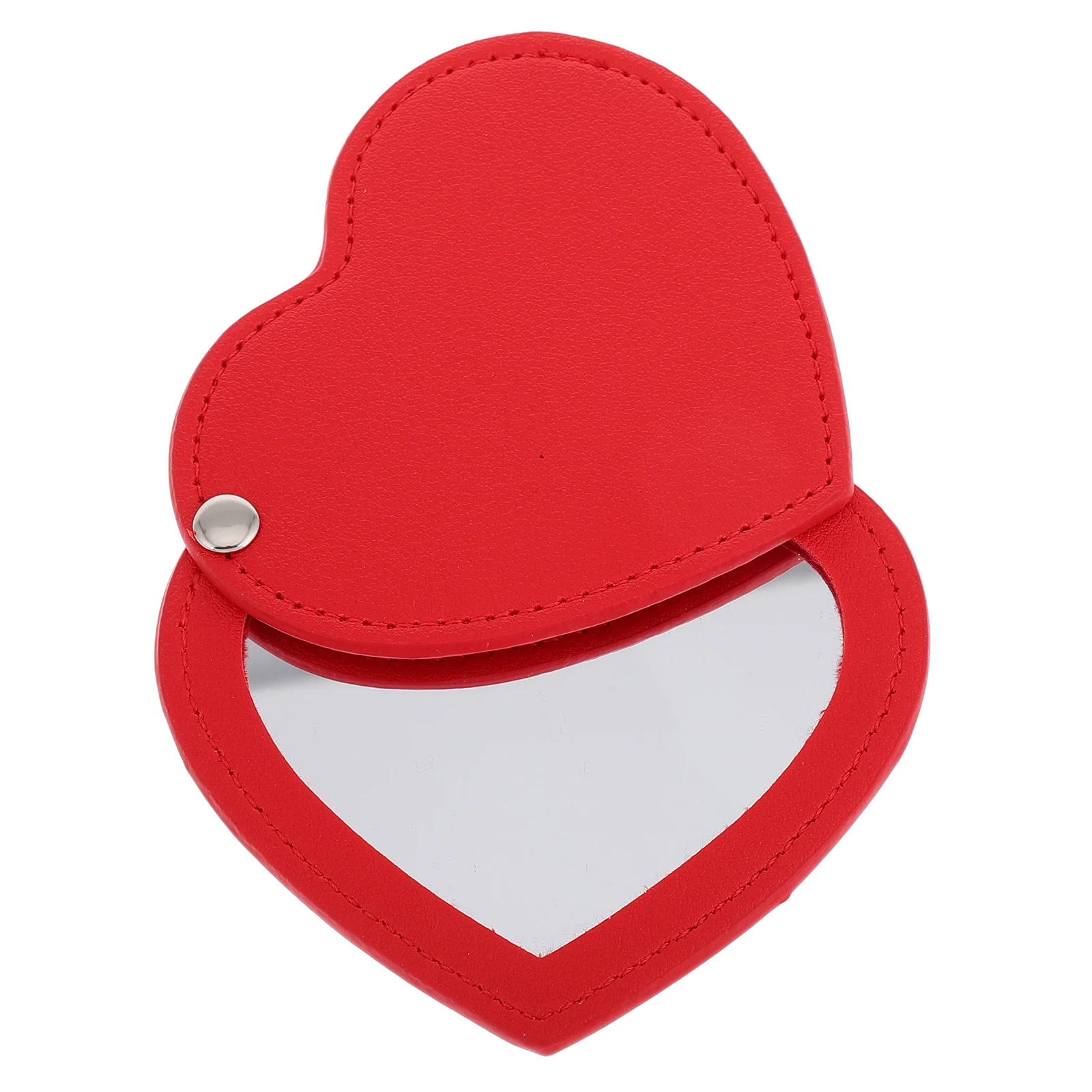 

Mini Makeup Heart Shaped Portable Compact Travel Handheld Pocket Protective Case Lightweight Rotatable PU for Purse