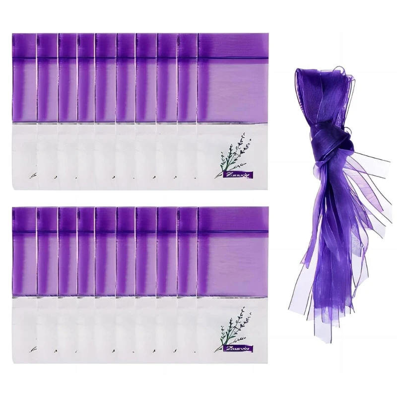 20PCS Lavender Bag Empty Sachets Bag Dried Lavender Flower Closet Freshener Scents Bags for Drawers Fragrances