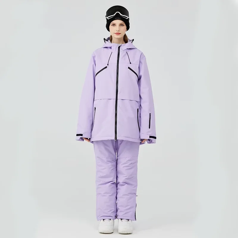 STLF مخصص قطعتين تنفس الدعاوى التزلج يندبروف الحمالات السراويل وسترة على الجليد للرجال النساء حجم كبير مريلة التزلج Pa #5