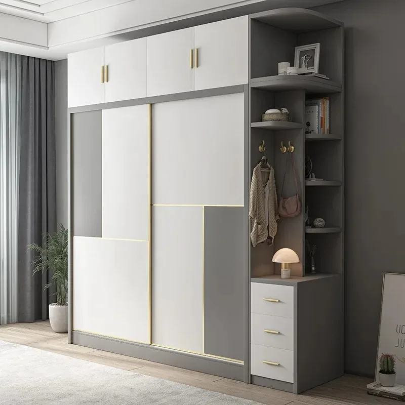 

Luxury Sliding Doors Wardrobes Top Cabinet Large Organizer Storage Closet Wooden Space Saving Roupeiros De Quarto Furniture