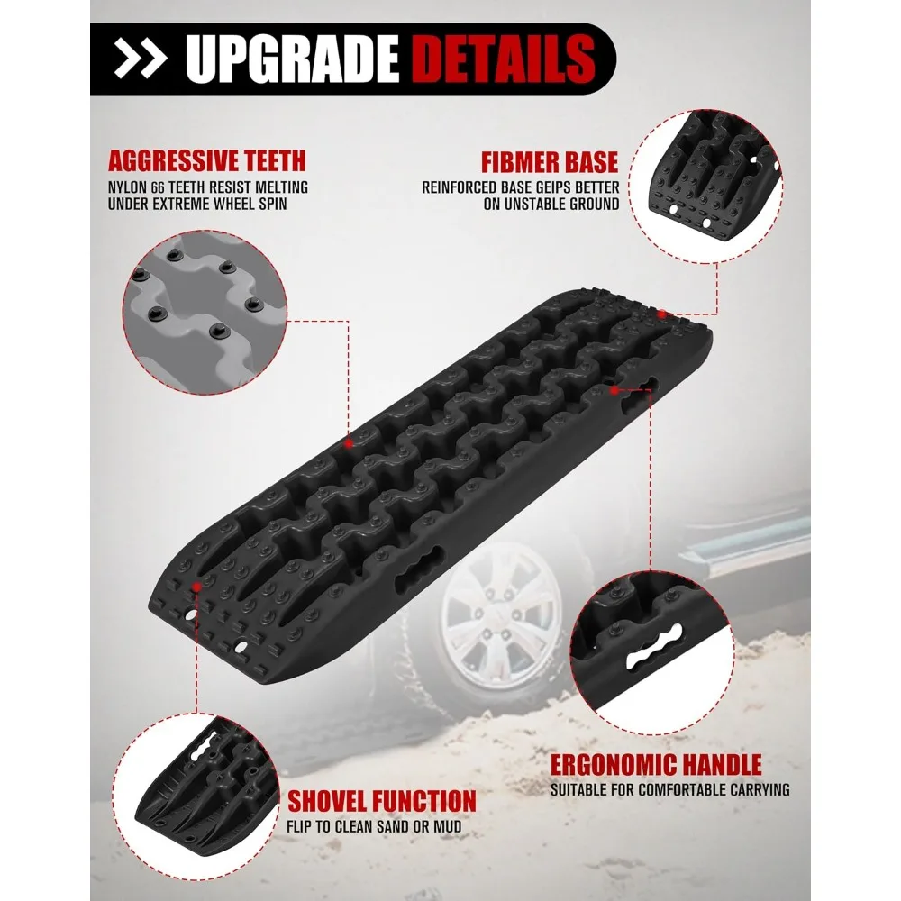 Placas de tracción de recuperación de alta resistencia, 2 uds., con correas y bolsa para arena, barro, nieve, todoterreno