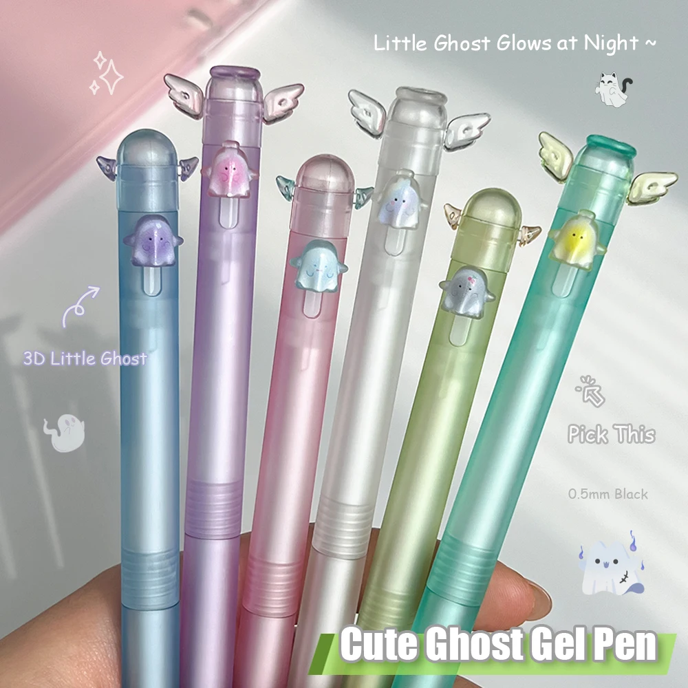 

4 Pcs Fun Cute Gel Pens 0.5mm Glow-in-the-Dark Ghost Quick-Dry Pen Low Center of Gravity Design for Study & Office Use