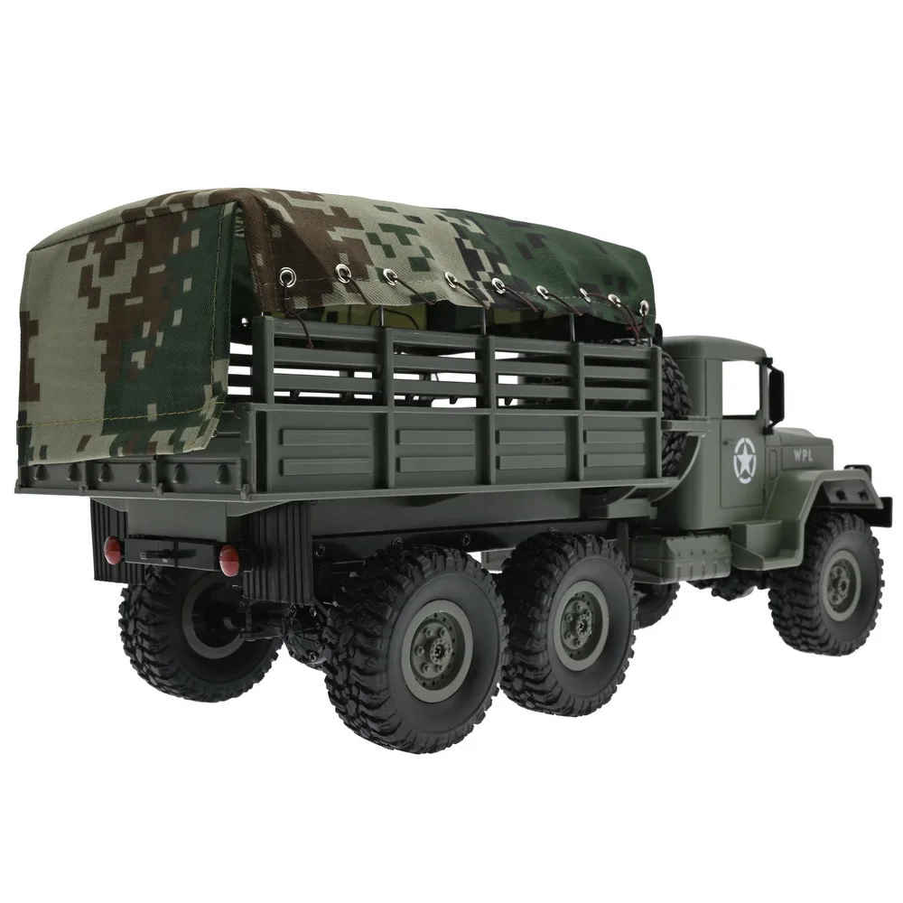 Wpl B-16-1 Rc Truck 1:16 6w 2.4g Wspinaczka Pojazd terenowy Ciężarówka wojskowa ze światłem LED Pełnowymiarowy pilot zdalnego sterowania Prezenty