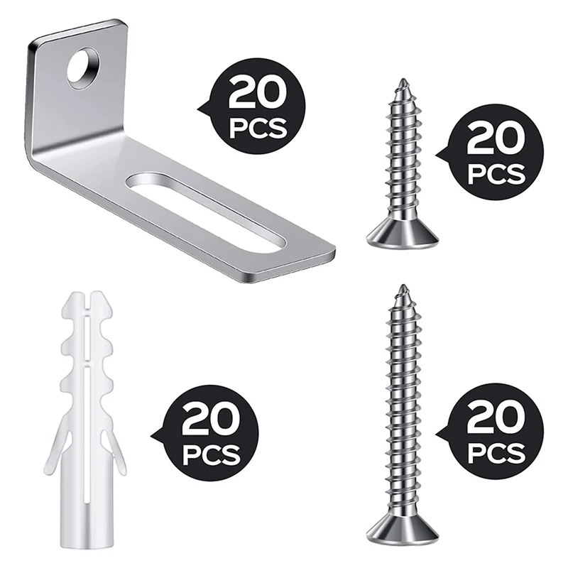 20 Set Whiteboard Installation Hardware Kit Wall Hanging Kit Mounting Brackets for Hanging Whiteboard School Office