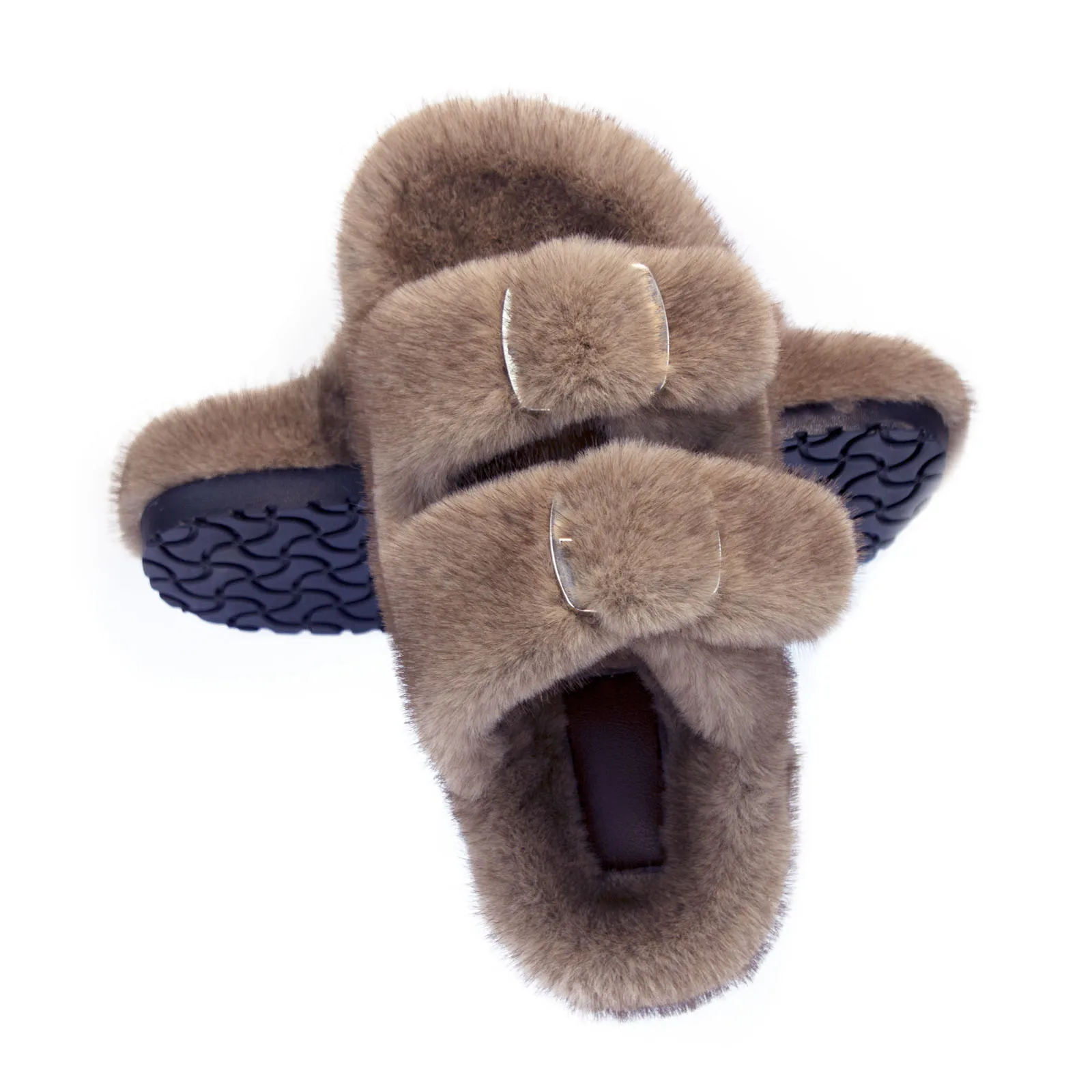 شتاء دافئ شقة نِعال من الفراء النساء فو المنك نِعال من الفراء رقيق فروي المنزل الشرائح الراحة عدم الانزلاق أحذية مفتوحة للمرأة #1