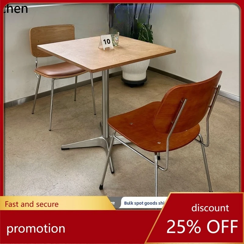 CZ Simple Coffee Shop Table and Chairs Classic Nostalgic One Table Two Chairs Cake Shop Restaurant Square Table